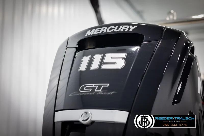 Slide: The Image of Mercury 115 CT outboard motor on 2023 Avalon LSZ CRB boat. - 48