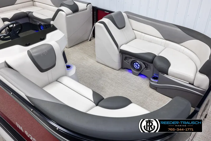 Slide: The Image of 2023 Avalon LSZ CRB boat interior with plush seating and modern design. - 9