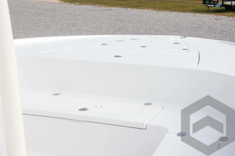 Slide: The Image of 2025 Caymas 26 HB boat deck, white surface, outdoor setting. - 28