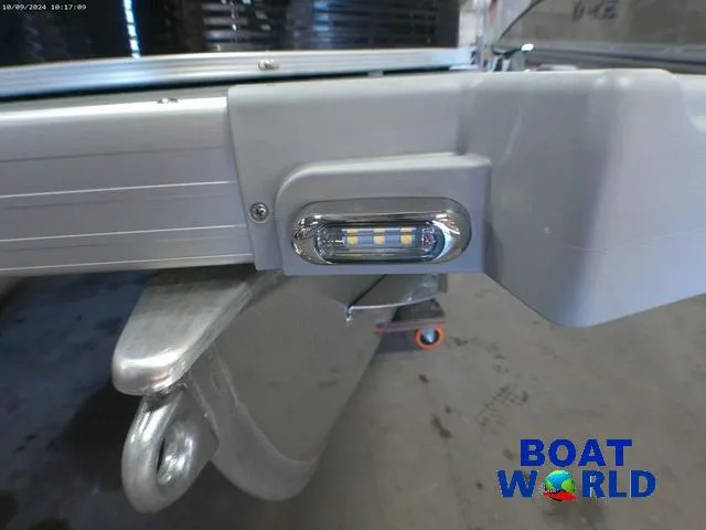 Slide: The Image of 2025 Princecraft Vectra 23 RL pontoon detail with LED light, Boat World logo. - 32