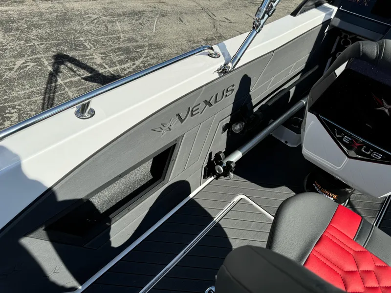 Slide: The Image of 2025 Vexus DVX20S boat interior with sleek seating and modern design. - 27