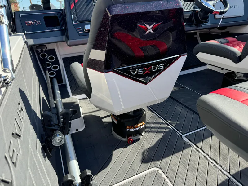 Slide: The Image of 2025 Vexus DVX20S boat interior with sleek seating and modern design. - 28