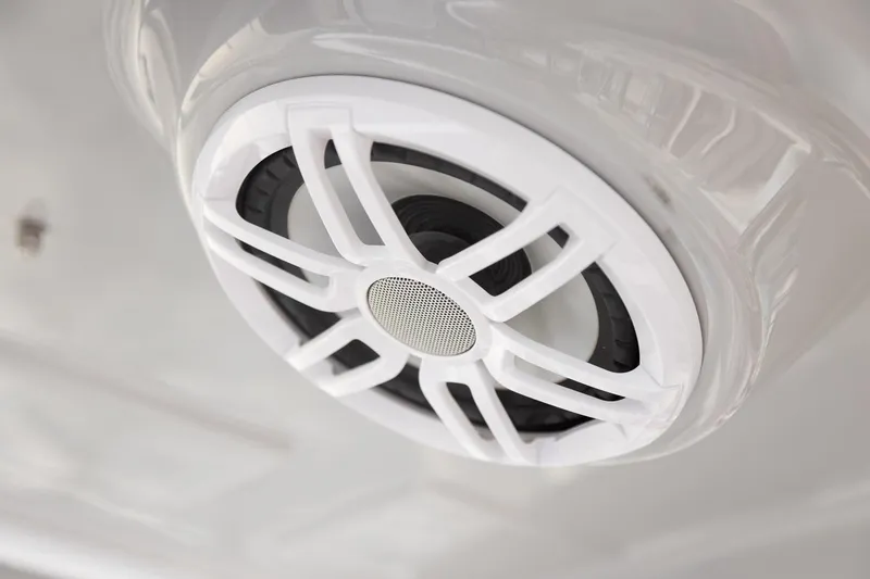 Slide: The Image of Close-up of Solara S-310 CW 2025 speaker with white grille design. - 32