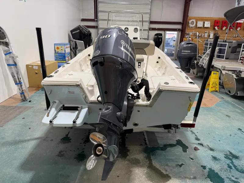 Slide: The Image of 2025 Key West 1720CC boat with Yamaha 90 engine in showroom. - 6