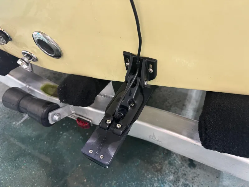 Slide: The Image of 2024 Key West 189FS boat transducer mounted on trailer. - 32