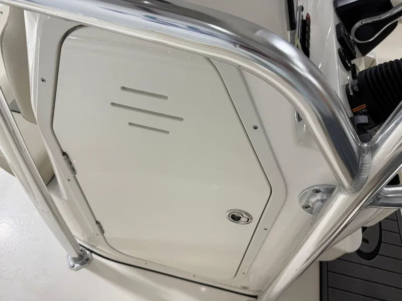 Slide: The Image of 2025 Key West 189FS boat console with stainless steel railing. - 34