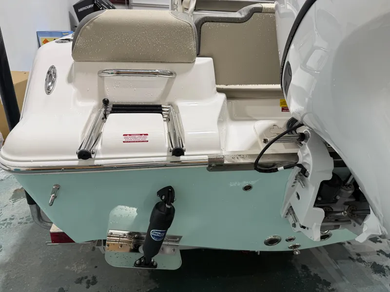 Slide: The Image of 2025 Key West 189FS boat stern with ladder and motor mount. - 40