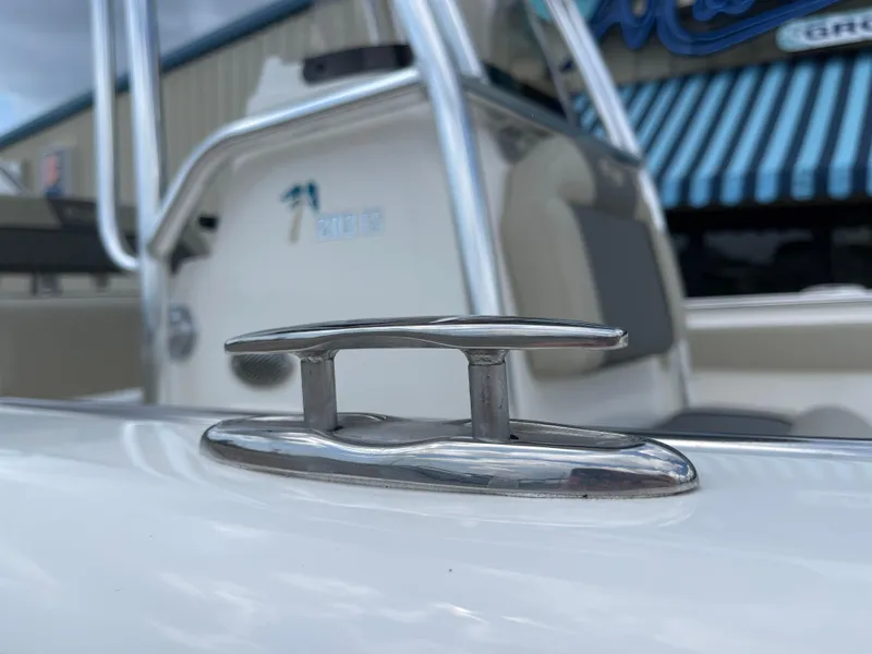 Slide: The Image of Close-up of a 2025 Key West 203FS boat cleat, showcasing sleek design and craftsmanship. - 38