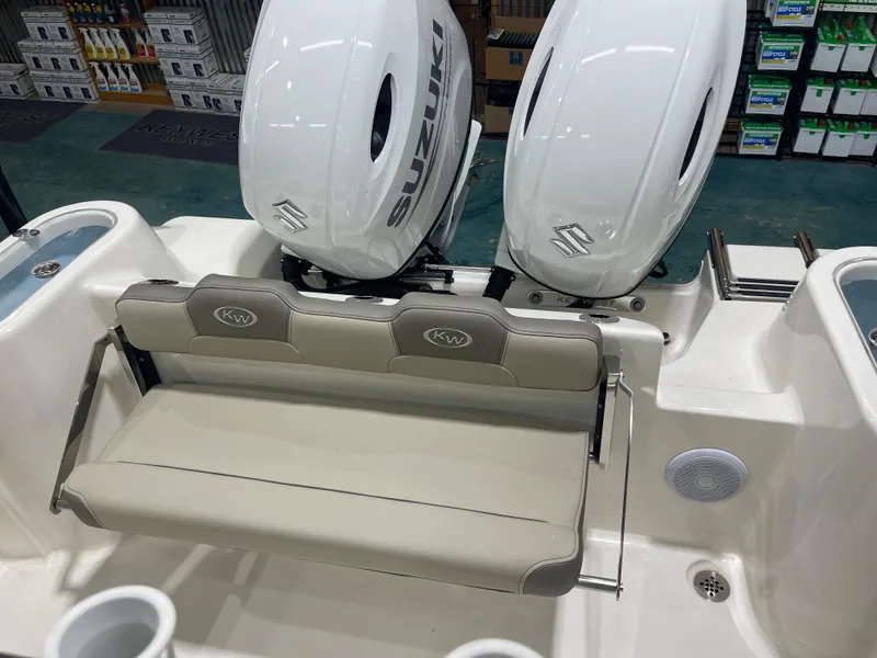 Slide: The Image of 2024 Key West 244CC boat with Suzuki engines and comfortable seating. - 15