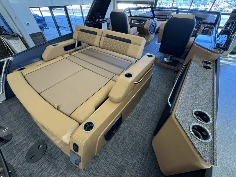 Slide: The Image of 2025 Godfrey AquaPatio 255 DFLW interior with luxurious seating and modern design. - 13