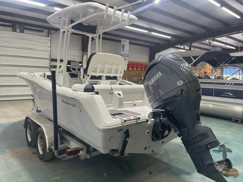 Slide: The Image of 2025 Tidewater 210LXF boat with Yamaha engine in a showroom. - 7