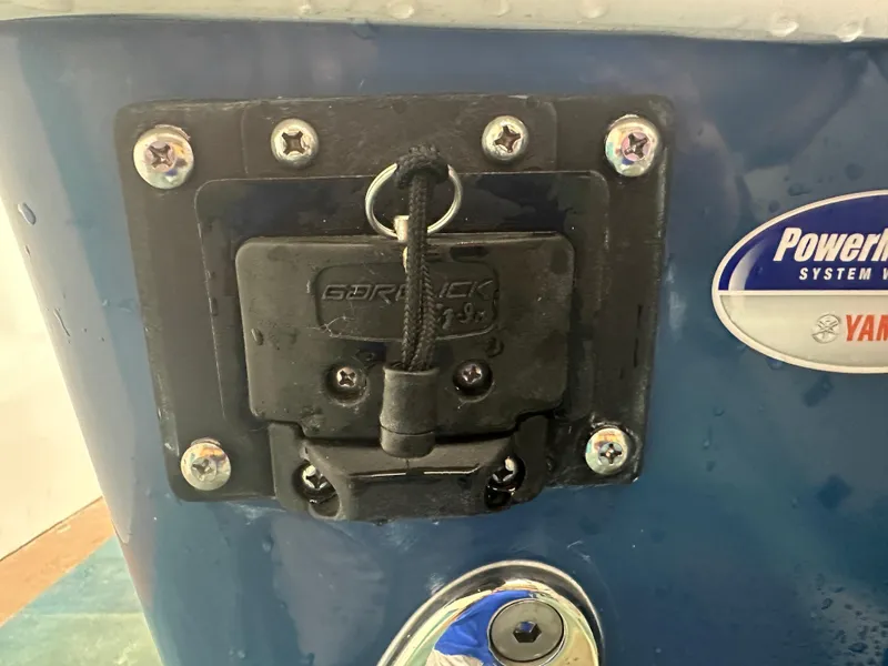 Slide: The Image of Close-up of 2024 Tidewater 292CC boat's Power-Pole system and Yamaha logo. - 6