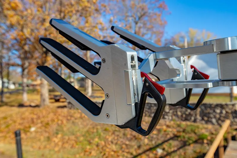 Slide: The Image of 2019 MasterCraft X24 wakeboard rack in autumn setting. - 36