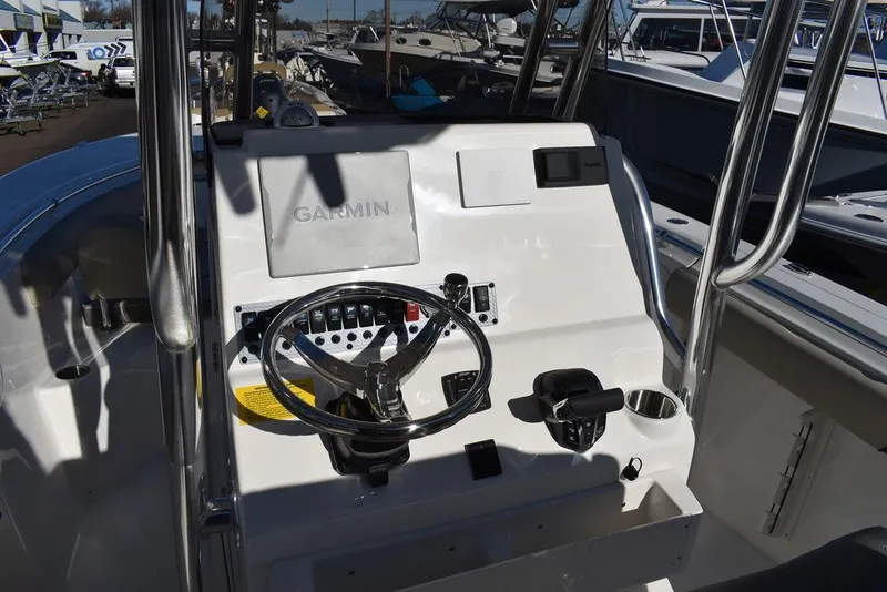 Slide: The Image of 2025 Key West 244 CC boat console with Garmin navigation system. - 26