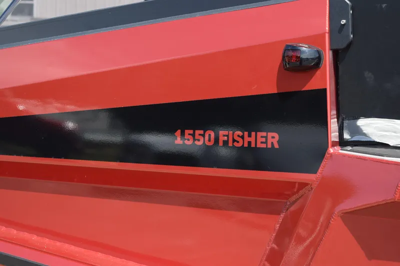 Slide: The Image of Red and black 2025 Stabicraft 1550 Fisher Profish boat detail. - 3