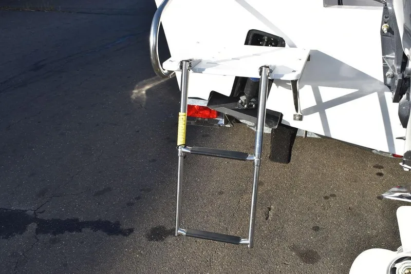 Slide: The Image of 2025 Steiger Craft 21 Peconic boat with a foldable rear ladder. - 12