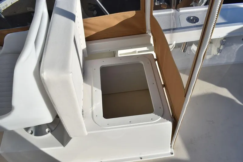 Slide: The Image of 2025 Steiger Craft 21 Peconic boat seat with storage compartment. - 40