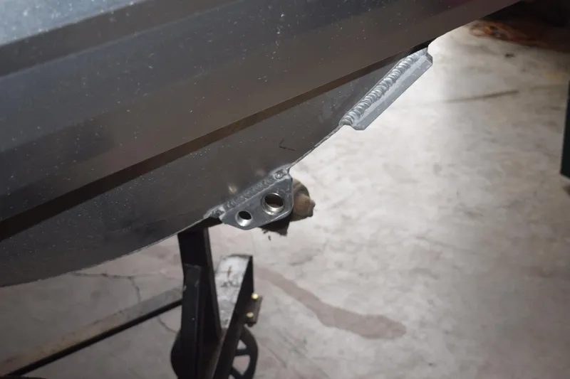 Slide: The Image of Close-up of 2024 Stabicraft 1550 Frontier SportFish hull detail. - 4