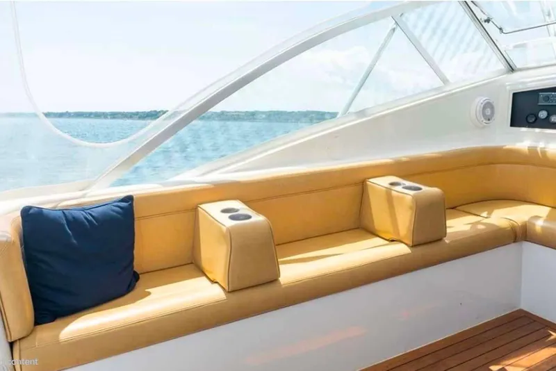 Slide: The Image of Luxurious seating on 1993 Buddy Davis Express Custom Carolina yacht with ocean view. - 12