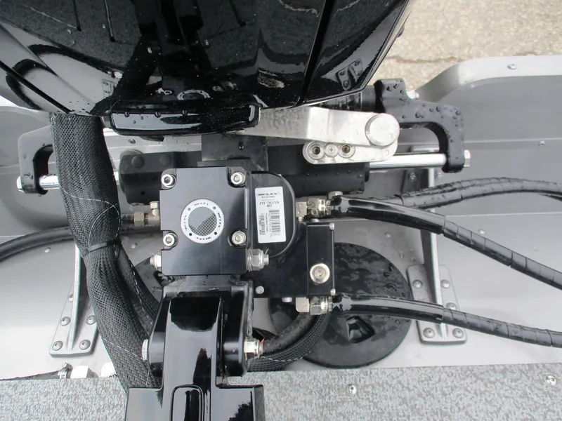 Slide: The Image of Close-up of 2025 Lund Pro Guide 1875 boat engine components. - 8