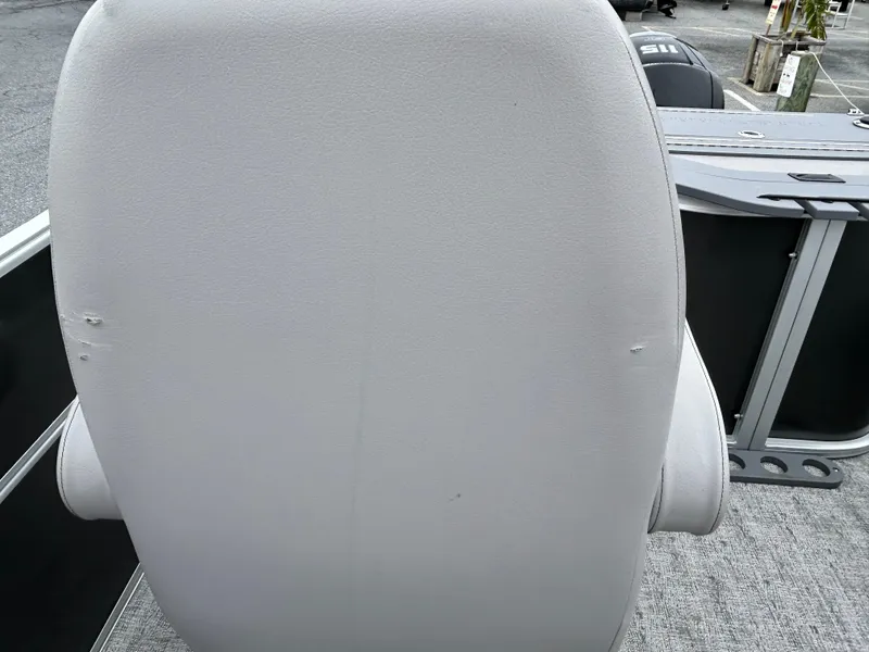 Slide: The Image of 2024 Berkshire 24RFC LE 2.75 boat seat, gray upholstery, rear view. - 13