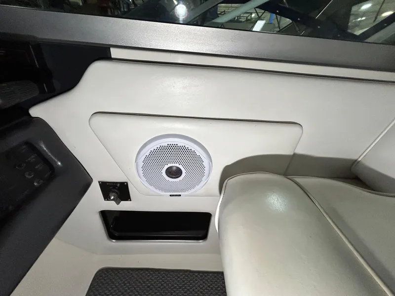 Slide: The Image of Interior of 1992 Sea Ray 370 Sundancer with speaker and seating detail. - 22