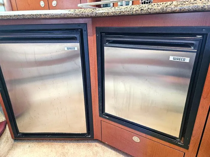 Slide: The Image of Stainless steel fridge units in 2007 Sea Ray 40 Sundancer yacht kitchen. - 17