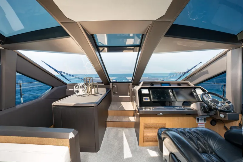 Slide: The Image of Luxurious interior of 2019 Galeon 650 Sky yacht with panoramic ocean views. - 35