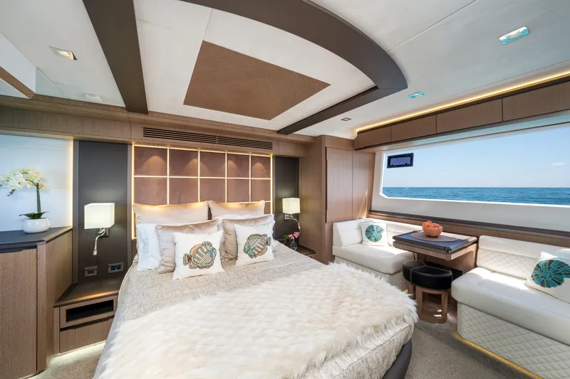 Slide: The Image of Luxurious interior of 2019 Galeon 650 Sky yacht with ocean view. - 37