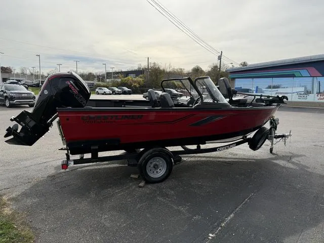 Slide: The Image of 2023 Crestliner 1750 FH boat on trailer, parked outdoors. - 6