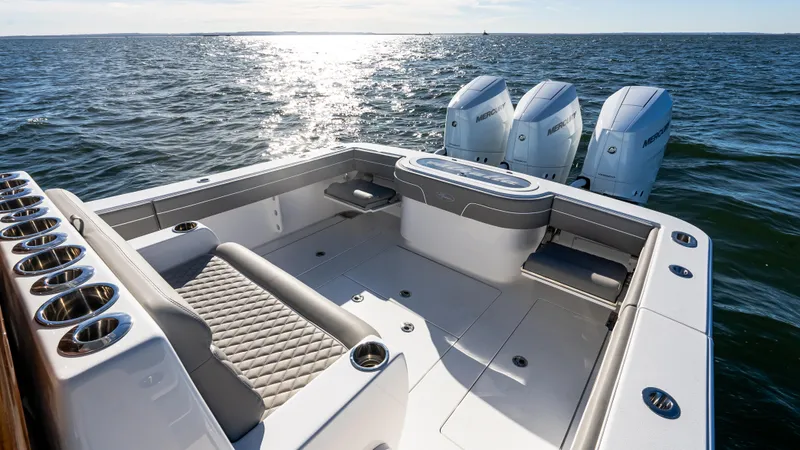 Slide: The Image of 2025 Valhalla Boatworks V-37 with triple engines on open water. - 10