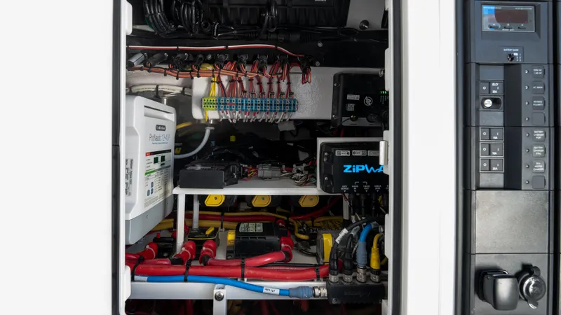 Slide: The Image of Electrical system of 2025 Valhalla Boatworks V-37, showcasing wiring and components. - 45