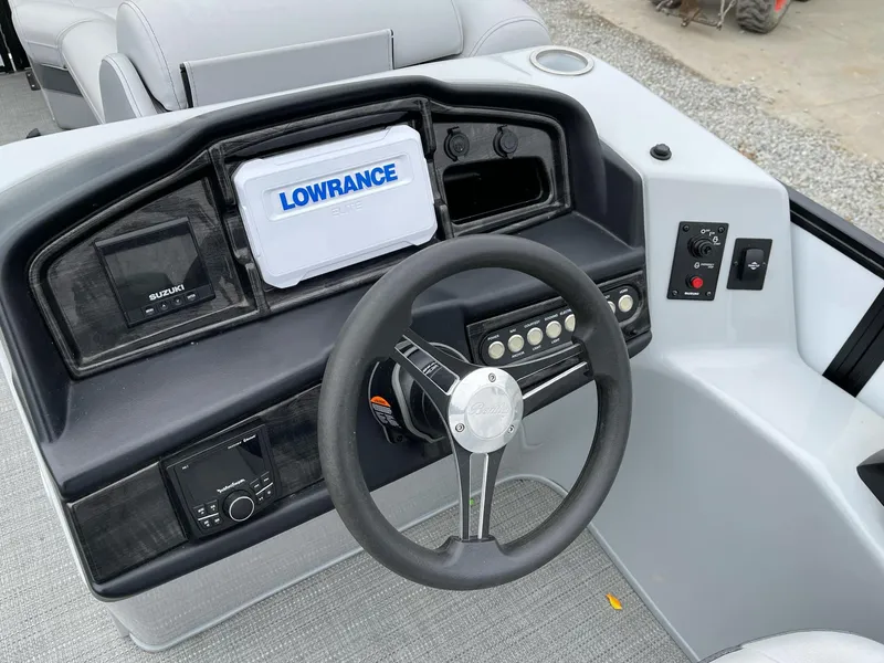 Slide: The Image of 2022 Bentley Pontoons Elite 223 Swingback dashboard with Lowrance navigation system. - 15