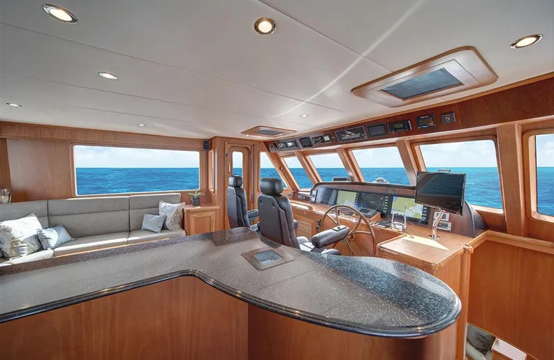 Slide: The Image of Luxurious interior of 2020 Outer Reef Yachts 720 Deluxbridge Motoryacht with ocean view. - 13