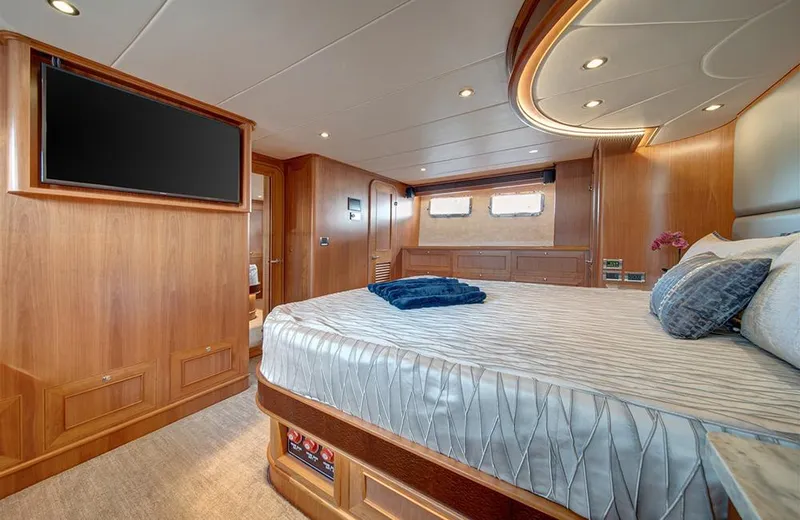 Slide: The Image of Luxurious bedroom interior of 2020 Outer Reef Yachts 720 Deluxbridge Motoryacht. - 23