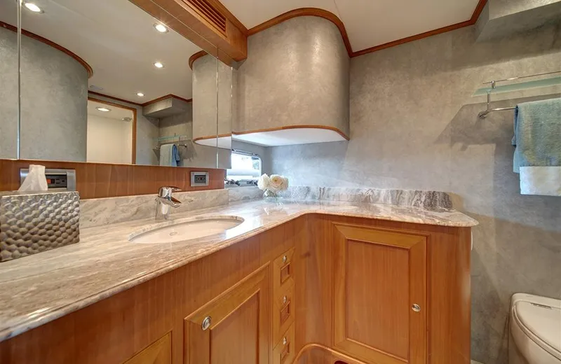 Slide: The Image of Luxurious bathroom in 2020 Outer Reef Yachts 720 Deluxbridge Motoryacht with marble countertop. - 24