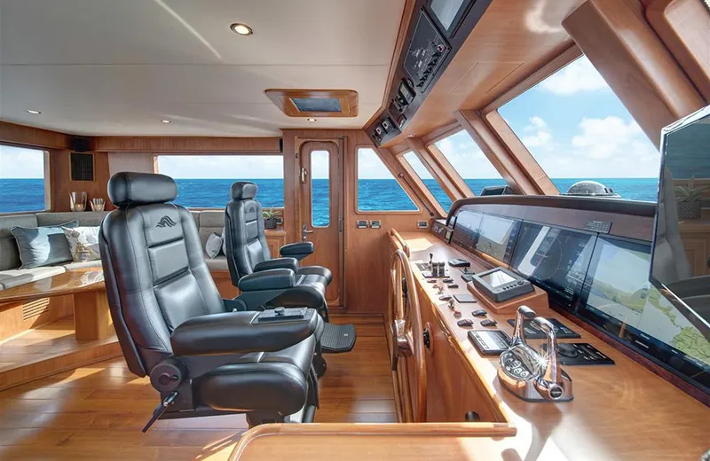 Slide: The Image of Luxurious interior of 2020 Outer Reef Yachts 720 Deluxbridge Motoryacht with ocean view. - 11