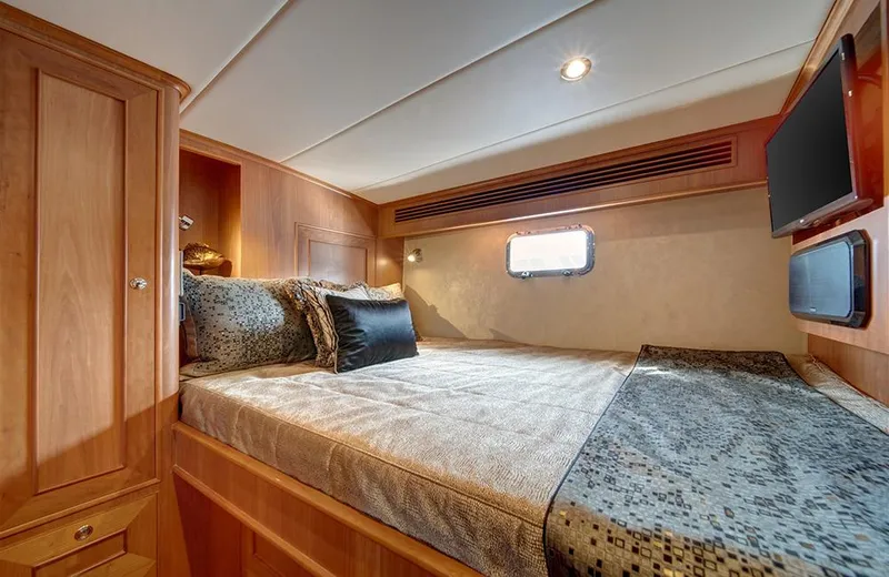 Slide: The Image of Luxurious cabin interior of 2020 Outer Reef Yachts 720 Deluxbridge Motoryacht with cozy bedding. - 29