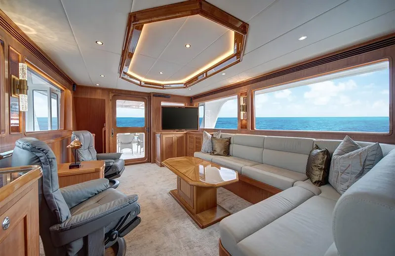 Slide: The Image of Luxurious interior of 2020 Outer Reef Yachts 720 Deluxbridge Motoryacht with ocean view. - 3