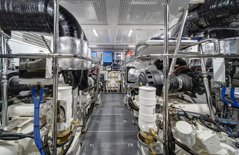 Slide: The Image of Engine room of 2020 Outer Reef Yachts 720 Deluxbridge Motoryacht, showcasing advanced machinery. - 32