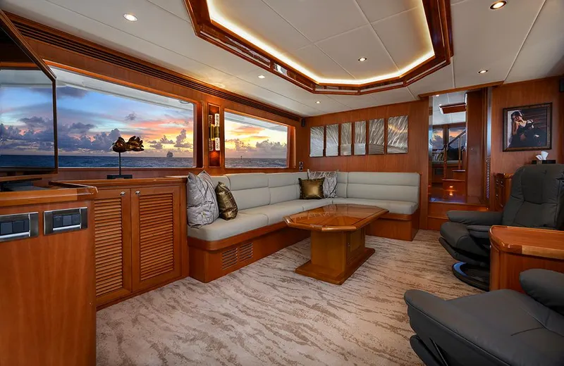 Slide: The Image of Luxurious interior of 2020 Outer Reef Yachts 720 Deluxbridge Motoryacht with ocean view. - 4