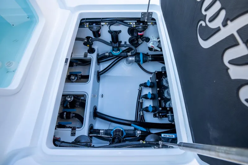 Slide: The Image of 2024 Yellowfin 39 boat interior wiring and plumbing system. - 36