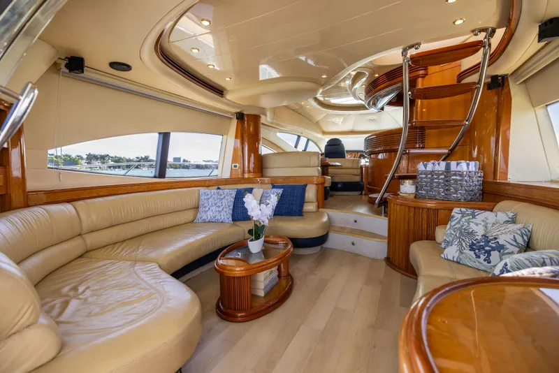 Slide: The Image of Luxurious interior of 2005 Azimut 68 yacht with elegant seating and modern design. - 17