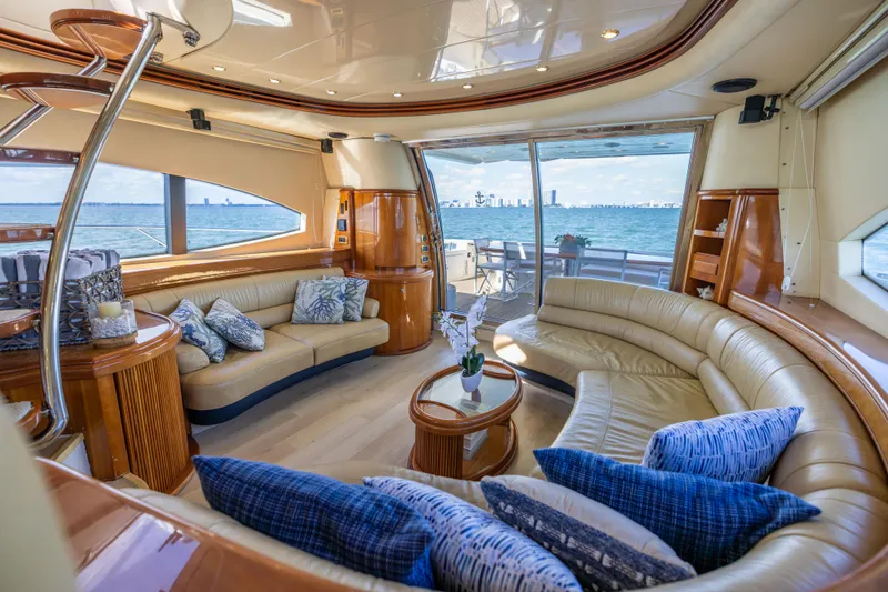 Slide: The Image of Luxurious interior of 2005 Azimut 68 yacht with elegant seating and ocean view. - 20