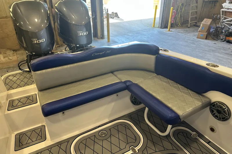 Slide: The Image of Luxurious seating on a 2014 Concept 36 boat with dual 300 horsepower engines. - 23