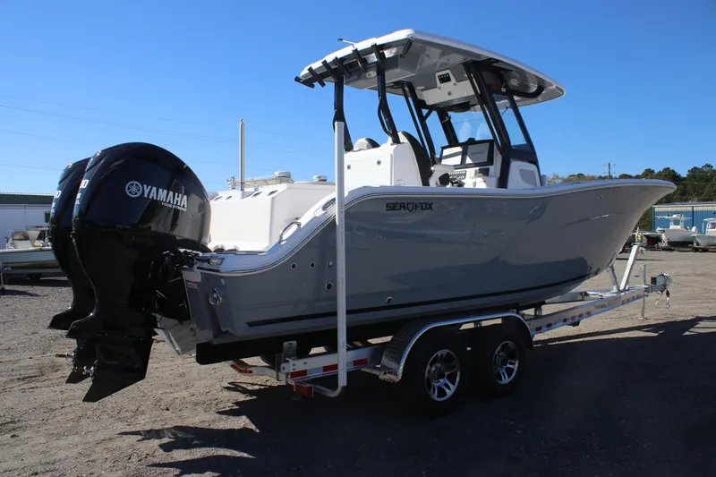 Slide: The Image of 2025 Sea Fox 288 Commander boat on trailer with Yamaha engine. - 3