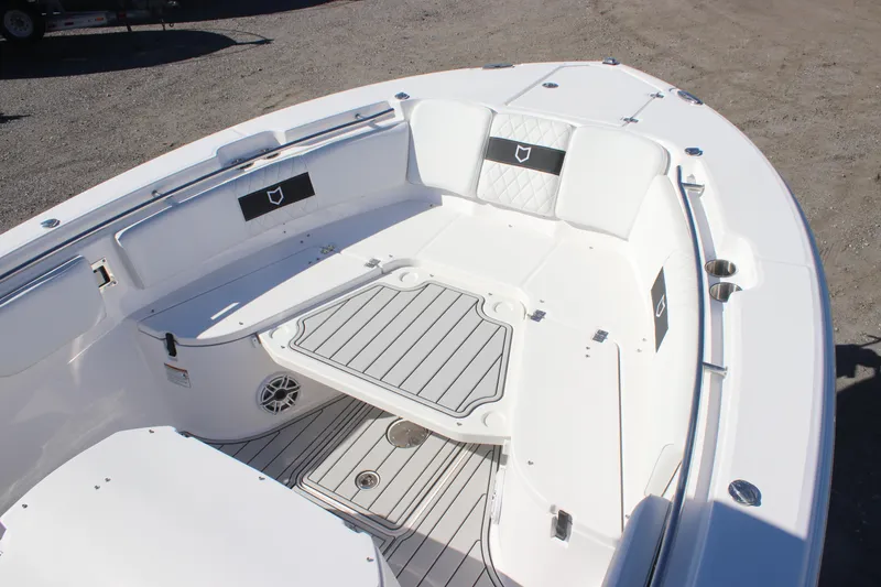 Slide: The Image of 2025 Sea Fox 288 Commander boat interior with seating and deck details. - 6