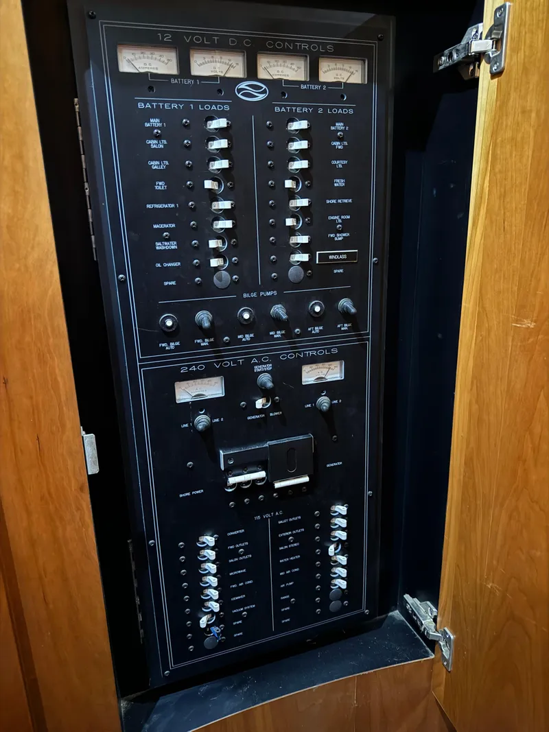 Slide: The Image of Electrical control panel on a 2001 Silverton 410 Sport Bridge yacht. - 25