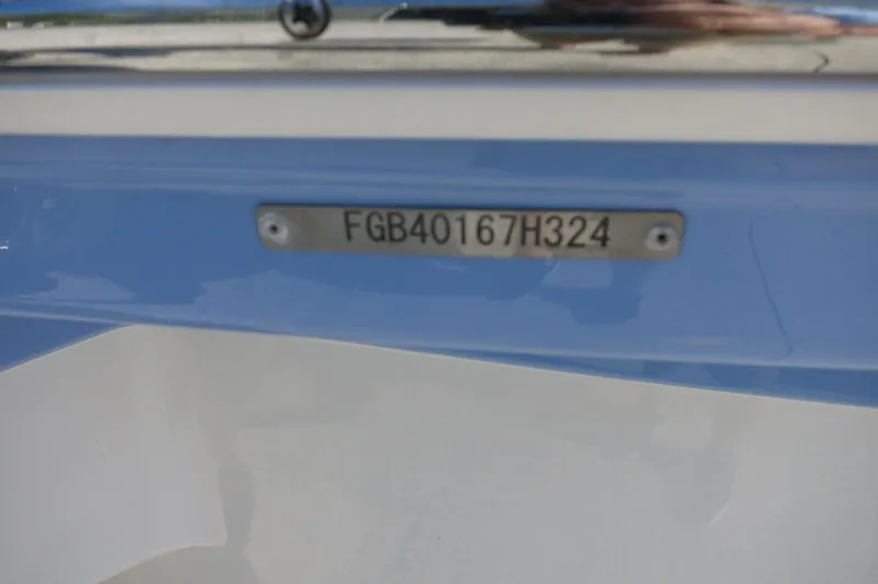 Slide: The Image of 2024 Chaparral 23 SSi OB boat hull identification number (HIN) plate. - 42