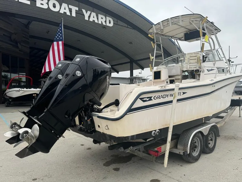 Slide: The Image of 1995 Grady-White 268 Islander WA boat on trailer at boat yard. - 5